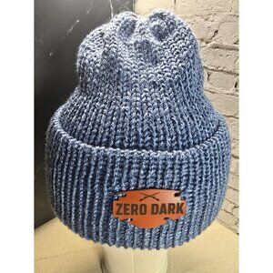 Zero Dark Handmade Beanie Hat Blue Knit Cuffed Acrylic OS Unisex